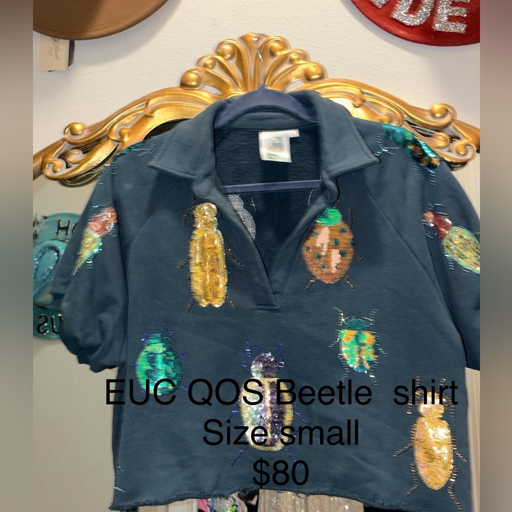 QUEEN OF SPARKLES Beetle Embellished Polo - Black